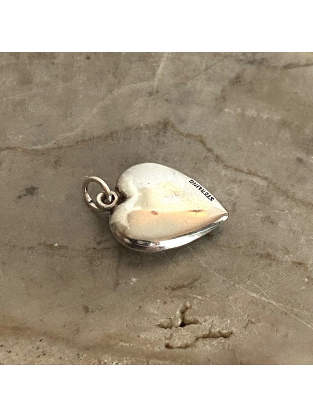 VTG Sterling Silver 925 Repousse Puffy Heart Sweetheart Charm Pendant - Picture 10 of 16